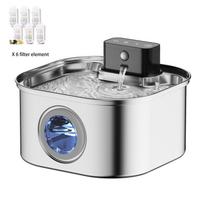 3.2L Stainless Steel Wireless Pet Water Fountain Battery Powered Motion Sensor Silent Filtered Cat and Dog Water Fountain gray
