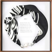 Silk scarf Magnetic buckle Silk scarf Lazy thin imitation silk necklace Neck jewelry Trendy versatile self-priming buckle decorative long scarf 57*13CM white