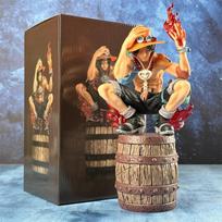 33CM Anime One Piece Portgas·D· Ace Figure KING OF ARTIST SPECIAL Ver Squat Model Toys Doll Aciton Figure Replaceable Face Hand gray