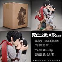 Attack on Titan - The Death Kiss & Mikasa Ackerman Head-Hugging Double Statue Figure Set, Room & Desk Decoration Anime Gift