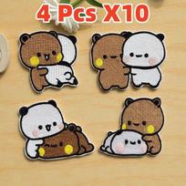 4Pcs Panda Bubu And Yier Embroidery Patch Bubu And Dudu Stickable And Sewable Fabric Homemade Clothing, Backpacks, Shoes, Patch
