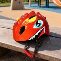 Dinosaur Kids Bike Helmet MultiUse Ventilated for Young Riders, Children Orange red