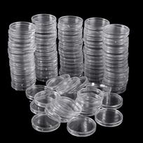 100 vnt 27 mm monetų laikiklio kapsulės laikymo dėžutės ekrano dėžutės apvalios vitrinos one size gray