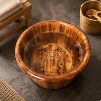 Angliuotas medienos kojų vonelė gilus kibiras namų SPA 26CM High Carbonized Acupoint brown