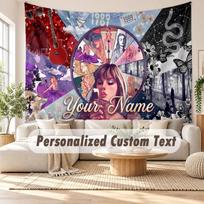 Custom Name Wall Hanging Tapestry,Taylor Swift Decorative Backdrop Tapestry For Dorm Home 100cmx150cm gray
