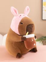 Capybara Plush Toy Simulation Capibara Cosplay Unicorn Dinosaur Dress Boba Bread Fruit Food Decor Birds Bubble Stuffed Animals about 30cm brown