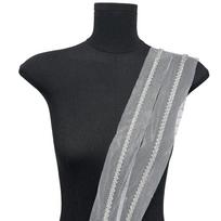 Mesh Machine Embroidered Herringbone Rice Beads Handmade Diy Jewelry Barcode Clothing Accessories Hair Accessories Collar Decoration Bead Lace T1162 one yard gray