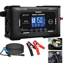 Akumuliatorių įkroviklis su remonto funkcija 12V 15A / 24V 10A, LCD ekranas