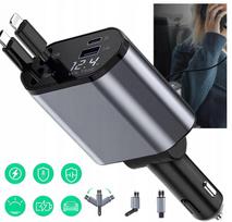 Automobilinis įkroviklis JOINT RETRACTOR 120W, 4 in 1, greitas USB-C ir USB-A įkrovimas