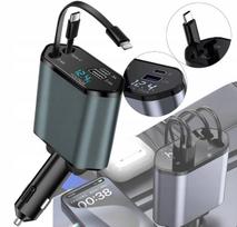 Automobilinis įkroviklis JOINT RETRACTOR 120W, 4 in 1, greitas USB-C ir USB-A įkrovimas