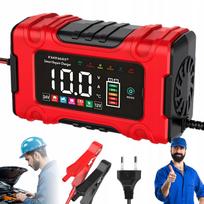 Akumuliatoriaus įkroviklis HIT Intel. 12V/24V, LCD ekranas, 10A/5A, automobiliams ir motociklams