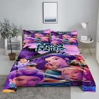 K-Pop D-Demon Hunters 3D Skaitmeninis plokščias paklodžių komplektas Spausdinimas Miegamojo paklodė Pagalvės užvalkalas Patalių komplektas Namų dekorui 110X230cm(2Pcs)