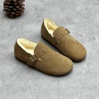 Winter Shoes Fur Ladies Flats Loafers Real Sheepskin Wool Low-cut Warm Fur Shoes Women Winter Flats Shoes 40 brown