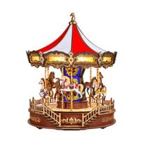 Musical Carousel Music Box with Light Multifunctional Lovely Tabletop Decorative for Mom Girls Women Daughter Holiday Gifts brown