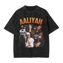 Aaliyah Pop R&B Hip Hop Muzikos Plakatas Grafinis Spaudinys Marškinėliai Retro 90-ųjų Laisvalaikio Per dydį Trumpomis Rankovėmis Vyrams Moterims Vasaros Naujas Marškinėlis Streetwear Mados Viršus S balta