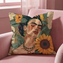 Art F-Frida K-Kahlo Cushion Cover Multi-Scene Pillow Cover For Home & Car - Reversible, Soft & Durable For Daily Use Peach skin 18*18(CM)-1Pcs black