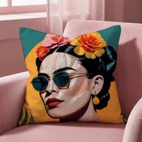 Art F-Frida K-Kahlo Cushion Cover Multi-Scene Pillow Cover For Home & Car - Reversible, Soft & Durable For Daily Use Peach skin 18*18(CM)-1Pcs black