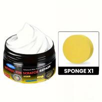 Car Wheel Hub Scratch Repair Cream - Alloy Rim Oxidation Remover & Polish Wax, Metal Rim Restoration Kit with Sponge 30g yellow