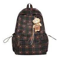 Schoolbag New Plaid School Bag Backpack Girls Korean Niche Large Capacity College Student Travel Versatile Fashion Backpack without pendant ruda