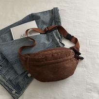 Simple Casual Large Capacity Corduroy Lazy Style Waist Chest Crossbody Shoulder Bag ruda