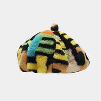 New printed cow pattern beret women trend street wear painter hat warm hat tide One Size black