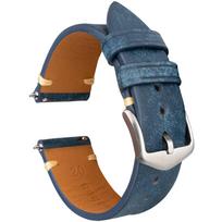 Universal quick-release genuine leather replacement watch strap 22mm mėlyna
