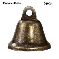 5pcs 22/26/30/38mm Christmas Bells Vintage Vintage Decor Retro Bell Ornaments  for Christmas Tree Bronze 38mm