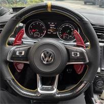 Nertas odinis automobilio vairo užvalkalas Volkswagen VW Golf R MK7 Golf 7 GTI VW Polo Scirocco 14-16 DIY automobilio interjerui carbon and leather1