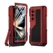 R-just Rugged Armor 360 Full Mobile Phone Case For Samsung Galaxy Z Fold 6 Fold 5 Fold 4 5 6 Metal Aluminum Shockproof Cover For Galaxy Z Fold 6 raudona
