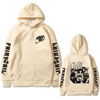 Anime Fairy Tail Graphic Hoodie Cartoon Manga Erza Scarlet Gray Fullbuster Sweatshirt Men Women Manga Vintage Oversized Hoodies S beige