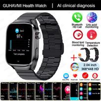 2025 Naujas Šlapimo Rūgšties Kraujo Lipidų Išmanusis Laikrodis Vyrams EKG+PPG Pulso Kraujospūdžio Bluetooth Skambutis Sportui Xiaomi Sveikatos Stebėjimo Laikrodis Black Steel B 2A black