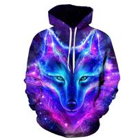 Gyvūnas Vilkas 3D spausdinti gobtuvai vyrams moterims mada kasdieniai didelio dydžio puloveriai hiphopas Harajuku gatvės stiliaus džemperiai 6XL blue