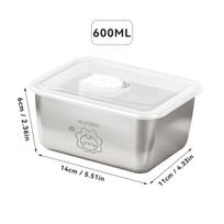 304 Stainless Steel Bento Lunch Box Refrigerator Sealed Food Preservation Box Frozen Meat Box Fruit Vegetables Storage Container white