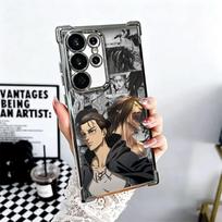 A-Attack On T-Titan Anime Plating Phone Case For Samsung Galaxy S24 S25 FE S26 Edge S23 Ultra S22 S21 Plus S20 Anti-Fall Airabag Samsung S26 Plus gray