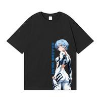 Evangelion Rei Ayanami Plug Suit Split Print Oversized Anime Streetwear Women And Men T-Shirt 4XL gray