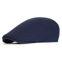 Medvilninės beretės vyrams ir moterims, minkšta, laisvalaikio, vienspalvė, unisex, retro, vairuotojo plokščiaskrybė kepurė, padavėjo kepurė Adjustable 56-59 cm tamsiai mėlyna spalva