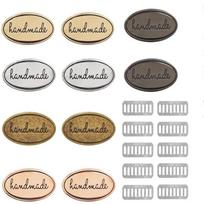 Alloy Metal Handmade Labels with Shim Oval Metal Handmade Tag Labels  For Jeans white