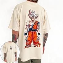 Dragon Ball Super Goku Ultra Instinct Graphic Oversized Short Sleeve Anime T‑Shirt Front and Back Print Women And Men T-shirt XXL beige