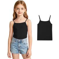 Girls' Color Tank Top – Soft Lightweight Sleeveless Camisole for Summer and Winter Layering, Korean 160 beige