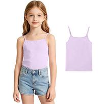 Girls' Color Tank Top – Soft Lightweight Sleeveless Camisole for Summer and Winter Layering, Korean 160 beige