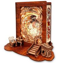 FUNPOLA 3D Wooden Puzzle Alice in Journey Through Time Storybook Lamp Wonderland (71 pieces)