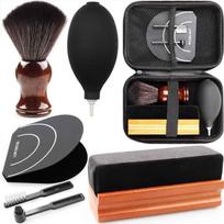 Vinilinių plokštelių valymo ir priežiūros rinkinys 7-in-1 Valymo rinkinys Antistatinis anglies pluošto adatėlės šepetėlis Priedai plokštelėms 1SET Cleaning Kit  juoda