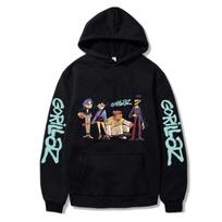 New Autumn/Winter Plus Size Anime GORILLAZ Pullover Hoodie - Trendy European/American Cartoon Style Small black