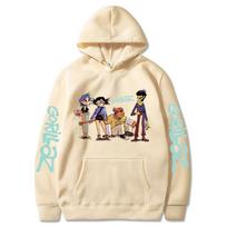 New Autumn/Winter Plus Size Anime GORILLAZ Pullover Hoodie - Trendy European/American Cartoon Style 2XL white