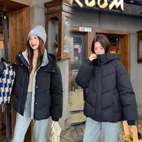 Hooded Down Cotton Jacket Winter Fashion Loose Bread Jacket Thick Warm Jacket XS juoda