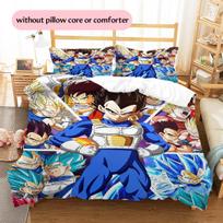 Vegeta Dragon Ball Pattern Bedding Home Decoration Birthday Gift (1 * duvet cover + 2 * pillowcase, without core) 135x200cm black