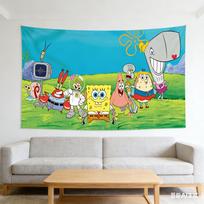 Kawaii SpongeBob Patrick Gobelenas Bikini Bottom Veikėjai Sienos Menas Gobelenas Namų Dekoras, Šventės Fonas Ir Dovana Vaikams 74x94cm(29x37in) blue