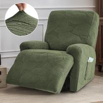 1/2/3 Seater Split Recliner Sofa Covers Jacquard Strench Chair Cover with Side Pocket Removable Armchair Slipcover for Home black
