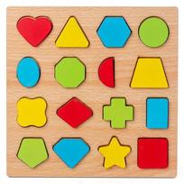 Montessori Wooden Puzzles Hand Grab Boards Number Alphabet Shape Animals Matching Baby Wood Puzzle Games Toys for Kids 1-2 Years multi