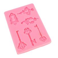 Vintage Key and Keyhole Mold Food Grade Silicone Soft Cake Decorating Fondant Mold for Chocolates Candies Jellies pink